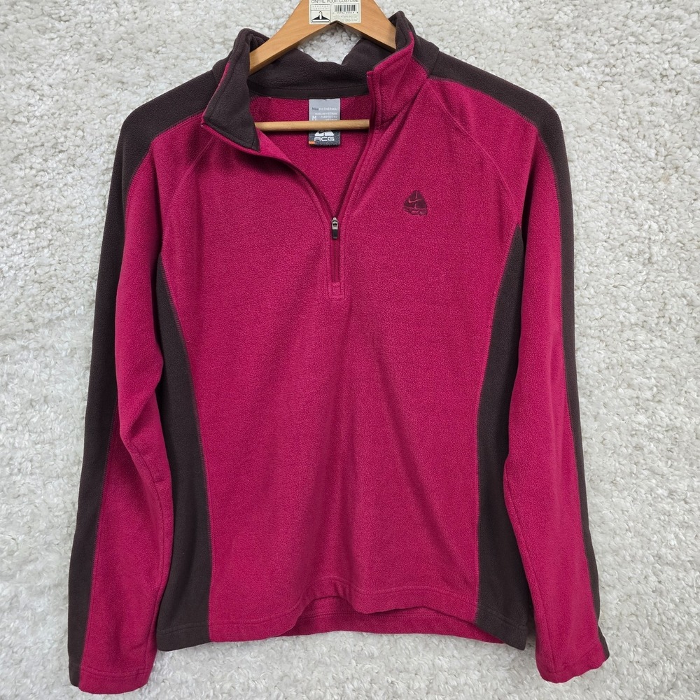 Nike ACG Fleece Women's Medium‎ Pink Brown Quarter Zip Pullover Outdoor